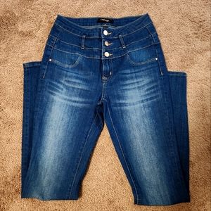 Refuge High Waist Skinny Jeans w 3 Button Fly, Darkwash, Size: 2